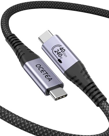 Ocetea USB4 Kabel mit Thunderbolt 4 Kabel[USB-IF Zertifiziert], 40Gbps Datenkabel, 240W PD3.1 Schnellladekabel, 8K@60Hz Videokabel für MacBook, Mac Pro/Studio/Mini, iMac, eGPU, Docking, SSD(0.5M)