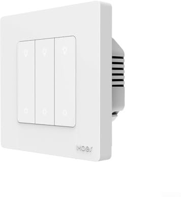 ZigBee Smart Light Switch Dimmer, Multi Control Dimming for Smart Life APP, Wireless Kinetic-Switch Remote (3 Gang White)