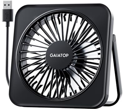 Gaiatop USB-Tischventilator, 12,7 cm, Kleiner Tragbarer Persönlicher Ventilator mit 3 Geschwindigkeiten, starkem Wind, ultraleise für Büro, Zuhause, Schlafzimmer, Wohnheim, Küche, Schwarz