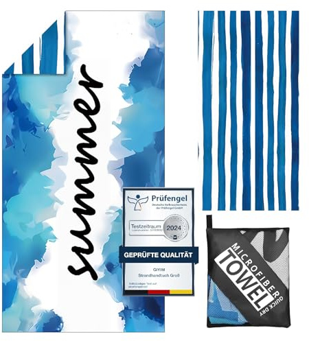 Giyim Strandhandtuch Groß - 180 x 100 cm Strandtuch Mikrofaser mit Tasche, Saugfähig und Schnell Trocknende Strandtücher, Weiches & Leichtes Beach Towel für Strand, Schwimmen (Summer)