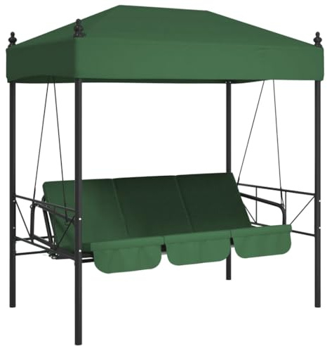 vidaXL Balancelle de Jardin avec auvent Vert Acier, Banc à Bascule, Banc à Bascule de Jardin, siège de balançoire pour Adulte