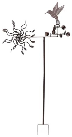 Hilanderos de Viento de Hierro colibrí, Molino de Viento de Metal, Escultura de Viento para Exteriores, césped, Patio, Adornos de jardín
