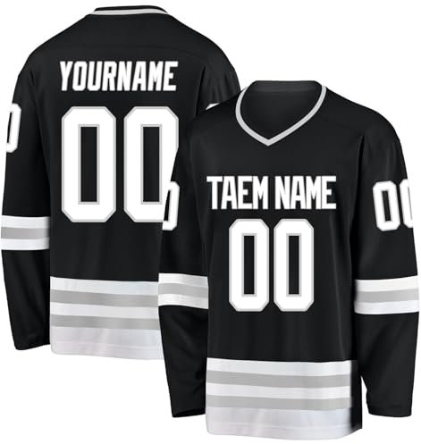 Hockey-Trikot, personalisierbar, mit Ihrem Namen, Team/Nummer, Hockey-Trikot mit Namen, geeignet für Geschenke für Kinder und Erwachsene, Stil 3 KAN0827A, weiß, One size