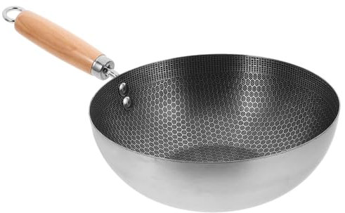 OKUMEYR Wok in Acciaio Inox Struttura A Nido D'ape Padella Cinese Per Fornelli A Induzione Elettrici Gas Accessorio Cucina