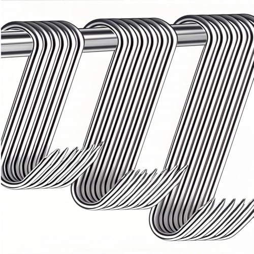 QILEMI Ganchos para Carne de Acero Inoxidable 30 PCS Ganchos para Ahumar 121 mm/142 mm/173 mm Ganchos de Carnicería Forma de S Ganchos de Carne de Acero Inoxidable Adecuado para carnes y parrillas