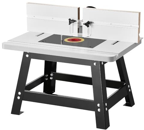 VEVOR Benchtop Router Table, 24 in x 15.7 in, Bench Top Routing Table with Adjustable Fence, MDF Top, Sturdy Metal Base, 2-1/2 in Dust Collection Port, Compatible with Routes & Various Drill Bits