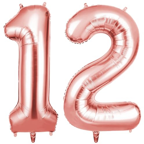 OFFCUP Palloncini Compleanno Oro Rosa 101 CM, Palloncino Numero 12, Foil Palloncini Numeri, Giganti Palloncini Numeri, Decorazioni Festa Compleanno, Gonfiabili Pallone per Anniversario