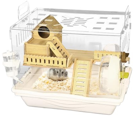 Osservazione PET Cage trasparente,37x30x28cm Habitat di criceto chiaro,legno Habitat trasparente per piccoli animali domestici,accessori traspiranti per la casa di,per la casa per le famiglie