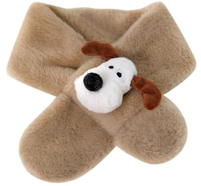 CutitiUU Calda sciarpa invernale da donna,Sciarpa per bambini in peluche alla Cane,Collo calda dal design incrociato, Inverno Bambini Sciarpa In Pile Solido Del Bambino,colore: Kaki (Cucciolo)