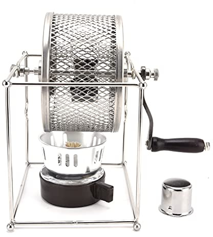 Máquina de tostado de grano de café con maniobra a mano de YizisEcce, para uso doméstico, acero pequeño inoxidable, tostador de café de rodillo con temperatura controlable,