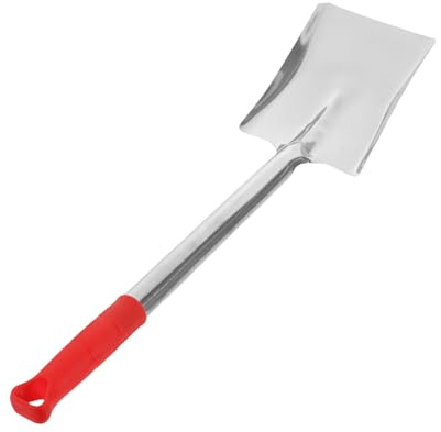 MUCKLILY Pelle à Cendres en Acier Inoxydable 53 CM avec Manche Rouge Antidérapant Pelle à Charbon pour Cheminée Poêle à Bois et Barbecue Outil Polyvalent pour Jardinage et Nettoyage