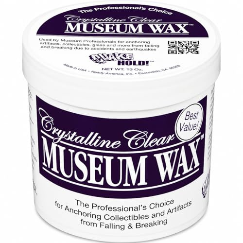 Quakehold! 13-Ounce Museum Wax, Clear Adhesive, Reusable and Removable, Non-Toxic and Non-Damaging, Easy to Use, Great for Wall Art, Antiques, For Use on Metal, Glass, Ceramic, Wood, 1 Pack