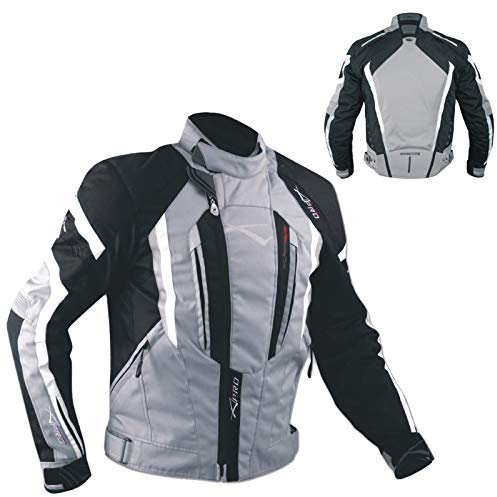 A-Pro Giacca Cordura Moto Tessuto Impermeabile Sport Touring Sfoderabile Grigio M