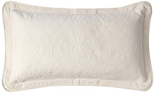 Historic Charleston King Charles Modern Farmhouse Floral Matelasse Decorative Pillowcase, 100% Cotton Breathable Bedding, King Sham (20 x 36), Ivory