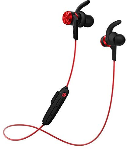 1MORE iBFree In-Ear Earphones Wireless Headphones with Bluetooth 4.2 AAC, IPX 6 Waterproof, Secure Fit, In-Line Mic for Sports Gym Running - New Model Red, E1018-RD