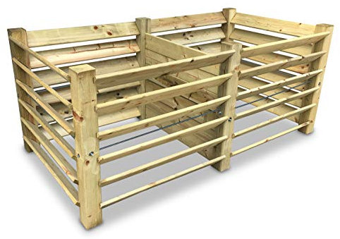 GartenDepot24 Compostador doble con 6 tapas para postes, 188 x 100 x 80 cm, 1300 L aprox.