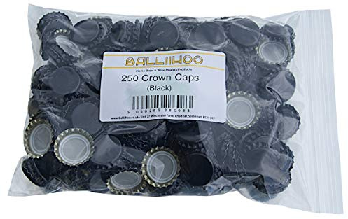 BALLIIHOO Pack of 250 Crown Bottle Caps - Black