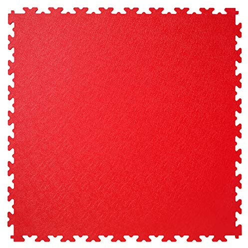 Heavy Duty Garage Flooring - 4 Tiles of PVC Interlocking Floor Tile, Gym Matting (497 x 497 x 7mm) (Red)
