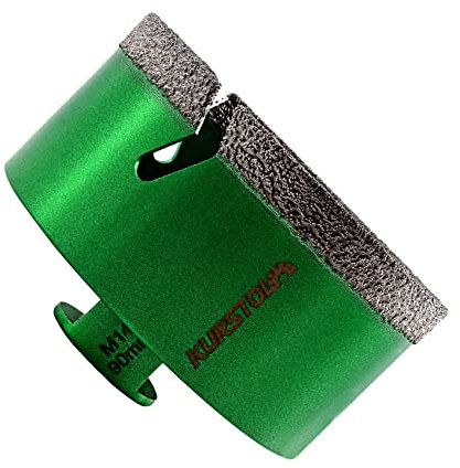 KURSTOL Diamant Bohrkronen - Fliesenbohrer 90 mm mit M14 Gewindefliesen-Lochsägen für Trockenbohren Porzellan Keramik Fliesen Granit Marmor Stein Vakuum gelötete Diamantbohrer