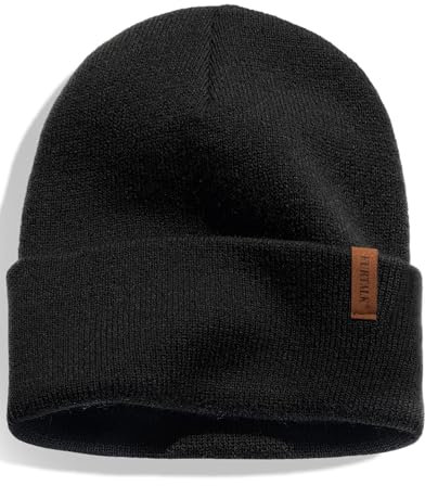 FURTALK Herren Cuffed Beanie Winter Mütze Unisex Wintermütze Weich Warm Strickmütze Schwarz