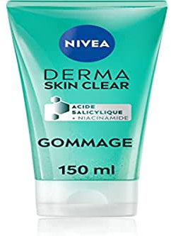 NIVEA Derma Skin Clear Gesichtspeeling (1 x 150 ml), Gesichtspeeling für unreine Haut, Gesichtspeeling mit Salicylsäure & Niacinamid