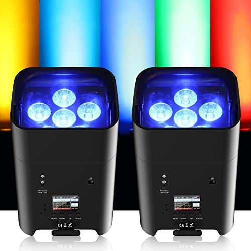 PUZILOZA 2er 108W Akku led par scheinwerfer strahler RGBWA+UV DMX wiederaufladbarer Batterie partylicht Bühnenlicht mit Fernsteuerung/APP/IR disco licht für dj Bar KTV Band Geburtstag Hochzeit