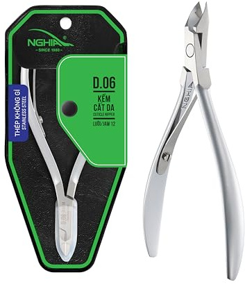 NGHIA Cuticle Nipper - D-06 JAW 12 | Stainless Steel | Durable and Sharp | Ergonomic Design | Grey Plated | Ideal for Salons and Home Use