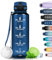 Grsta Borraccia Palestra, Borraccia 1.5 L, A Prova Di Perdite, Borraccia Sportiva senza BPA, con Indicatore del Tempo Motivazionale, per Palestra, Bicicletta, Scuola, Ufficio - Blu navy