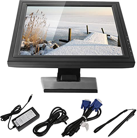SOLOCJNL Pantalla táctil de 17 pulgadas, monitor de pantalla táctil LED estándar 4:3, entrada VGA y HDMI, para oficina, venta al por menor, restaurante, bar, almacén