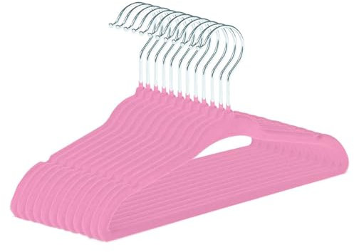 cozydiscount Set di 15 grucce in velluto per vestiti per bambini, anti scivolo, gancio a 360°, colore: rosa