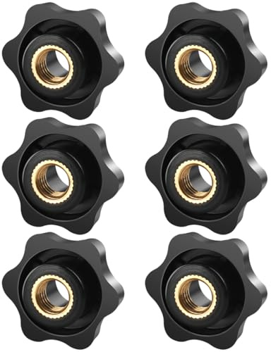 BOUMVID 6 st stjärnhandtagsmutter M8 32 mm ytterdiameter fjärilshjul räfflade skruvar räfflad gängknapp för maskiner, verktygsmaskiner, fitnessutrustning, möbler