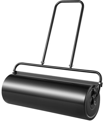 VEVOR Rouleau à Gazon 17 gallons 64 L Rouleau de Jardin Rempli de Sable/Eau Rouleau à Pelouse en Acier Bouchon Facile à Tourner Poignée Ergonomique en U à Pousser Tirer pour Pelouse Jardin Ferme Parc