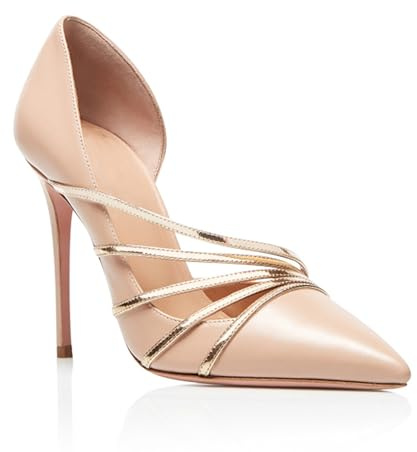 Zapatos de tacón Alto con Punta Cerrada y tacón de Aguja para Mujer, Elegantes Zapatos de Cuero sin Cordones Zapatos de Fiesta de Moda para Boda Oficina Vestido,Nude,38 EU