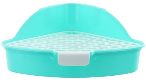 Töpfchen-Ecktoilette für Meerschweinchen, Hasen Toilette Fest, Plastik Kaninchenklo, Hasen Toilette mit Gitter, Auslaufsicheres und Leicht zu Reinigendes Ecktoilette für Kaninchen (Blau)