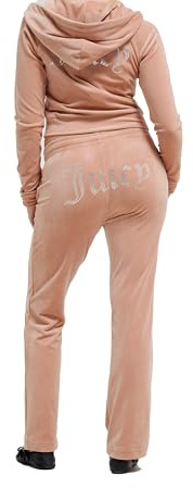 Juicy Couture Pantalones de Terciopelo con Marca de Diamantes, Café Au Lait, M