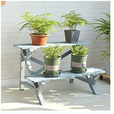 Support pour Plantes et Fleurs, Station de Travail pour Jardin extérieur, établi à Deux Niveaux pour Plantation et Jardinage, étagère Ouverte (Couleur : Marron, Taille : 60 x 45 x 46 cm)