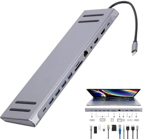 Estación de acoplamiento para PC | Base USB C para ordenador portátil - Hub de expansión USB de alta velocidad, adaptador USB C, base divisor USB para computadora, dongle tipo C