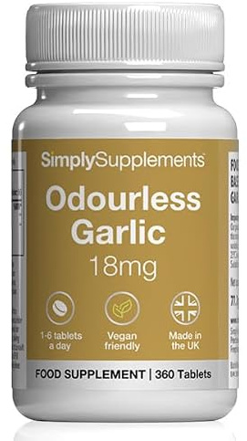 Odourless Garlic 18mg Tablets | Supports Well-Being | Vegan & Vegetarian Friendly | 360 Easy-to-take Tablets | Manufactured in The UK to GMP Standards