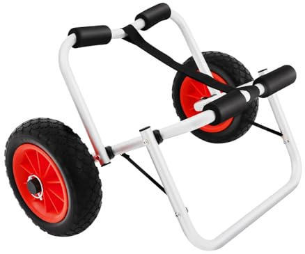 POTYYH Carro de kayak, carro plegable para barcos de hasta 80 kg, carro de canoa de aluminio, con correas tensoras y acolchado de espuma, carro de transporte para barcos, canoas y kayaks, ruedas de