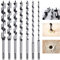 SDS-Plus - Lote de 7 mechas para madera helicoidales de acero al carbono, mechas helicoidales, broca de madera gruesa, brocas en espiral para madera dura y corcho, diámetros 6 mm/8 mm/10 mm/12 mm/14