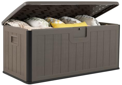 GIANTEX Contenitore per cuscini impermeabile, scatola da giardino con coperchio, 378 L contenitore per cuscini per giardino, balcone, terrazza, piscina, cassapanca da giardino contenitore di
