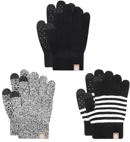TAGVO Gants Tricotés d'Hiver Pour Enfant, Multifonctionnel Gants Coupe-Vent Thermiques Tactiles Antidérapants et Absorbant Les Chocs, Gants de Cyclisme Ski en Polaire Élastique pour Garçons et Filles
