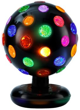 Bola de discoteca LED giratoria – 360 grados giratoria con 34 colores para niños, fiesta, cumpleaños, boda, luz de discoteca con cable, iluminación Plug & Play