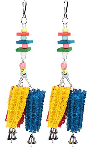 Taidda Ensemble de Jouets à Mâcher en Luffa Naturel pour Perroquets et Poules pour Un Jeu Amusant et Une Réduction de l'anxiété – 2 X Fournitures à Suspendre pour Oiseaux et Poules – Favorise la