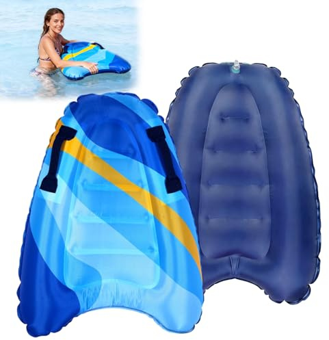 Inflatable Floating Boogie Board with Handles, Lightweight Portable Surf Mat for Adults, Safe Float Device for Swimming, Pool and Seaside Beach Summer Water Activity
