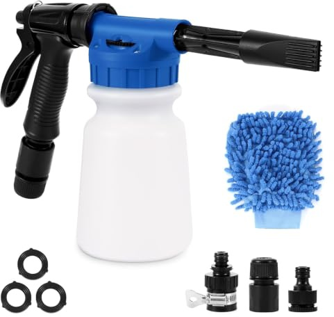 Skumpistol biltvätt 900 ml, snö skumspruta, 2 typer sprayvatten läge skumspruta, med handskar, för biltvätt tvätt motorcykel trädgårdar trädgård bevattning