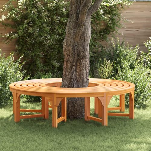 Cartvyn Lot de 2 bancs d'arbre en bois d'eucalyptus massif naturel - 160 x 80 x 45 cm - Bancs de jardin résistants aux intempéries - Bancs robustes pour balcon, terrasse, extérieur, banc de parking