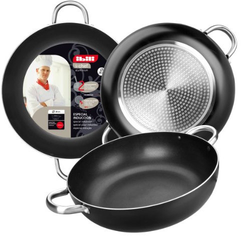 IBILI 403328 Sarten honda con 2 asas i-chef, Negro, 28 cm