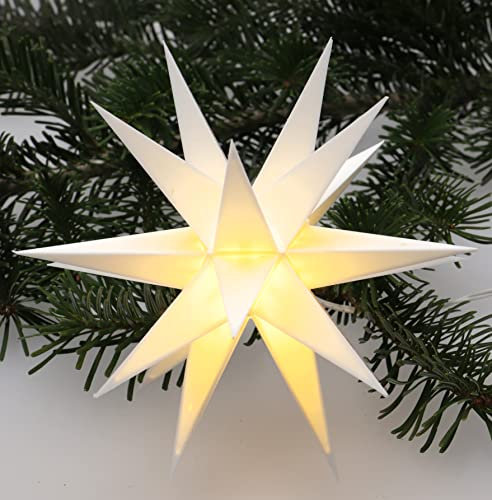GURU SHOP LED Ministern Baltasar für Innen, Außen - Weiß/Komplettset mit Trafo 230 V, Kunststoff, 18x18x18 cm, Weihnachtsstern, Adventsstern