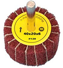 Fächerschleifer mit Vlies-Gewebekombination 40mmx20mm, 6mm Einspannschaft, Körnung: 120 - Schleifmopstift, Lamellenschleifer, Schleifmop Schleifvlies, Lamellenrad mit Schaft.